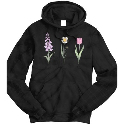 FOXGLOVE DAISY TULIP Floral Nature Apparel for Flower Tie Dye Hoodie