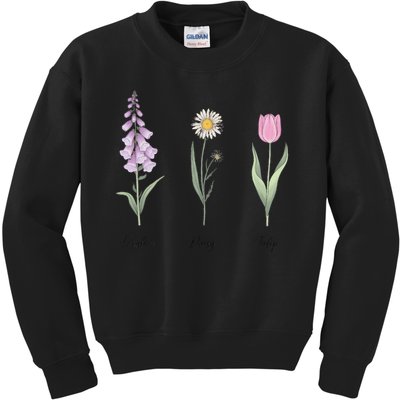 FOXGLOVE DAISY TULIP Floral Nature Apparel for Flower Kids Sweatshirt