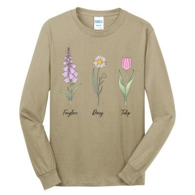 FOXGLOVE DAISY TULIP Floral Nature Apparel for Flower Tall Long Sleeve T-Shirt