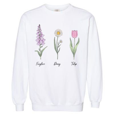 FOXGLOVE DAISY TULIP Floral Nature Apparel for Flower Garment-Dyed Sweatshirt