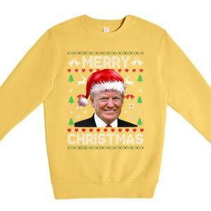 Funny Donald Trump Merry Christmas Family Ugly Xmas Meaningful Gift Premium Crewneck Sweatshirt