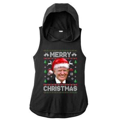 Funny Donald Trump Merry Christmas Family Ugly Xmas Meaningful Gift Ladies PosiCharge Tri-Blend Wicking Draft Hoodie Tank