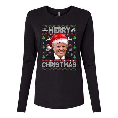 Funny Donald Trump Merry Christmas Family Ugly Xmas Meaningful Gift Womens Cotton Relaxed Long Sleeve T-Shirt