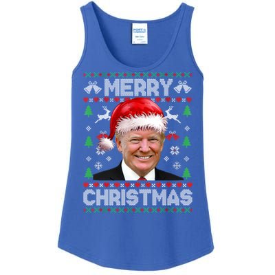 Funny Donald Trump Merry Christmas Family Ugly Xmas Meaningful Gift Ladies Essential Tank