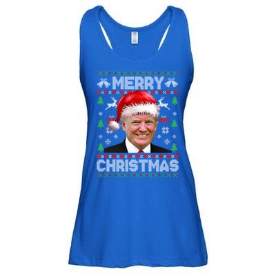 Funny Donald Trump Merry Christmas Family Ugly Xmas Meaningful Gift Ladies Essential Flowy Tank