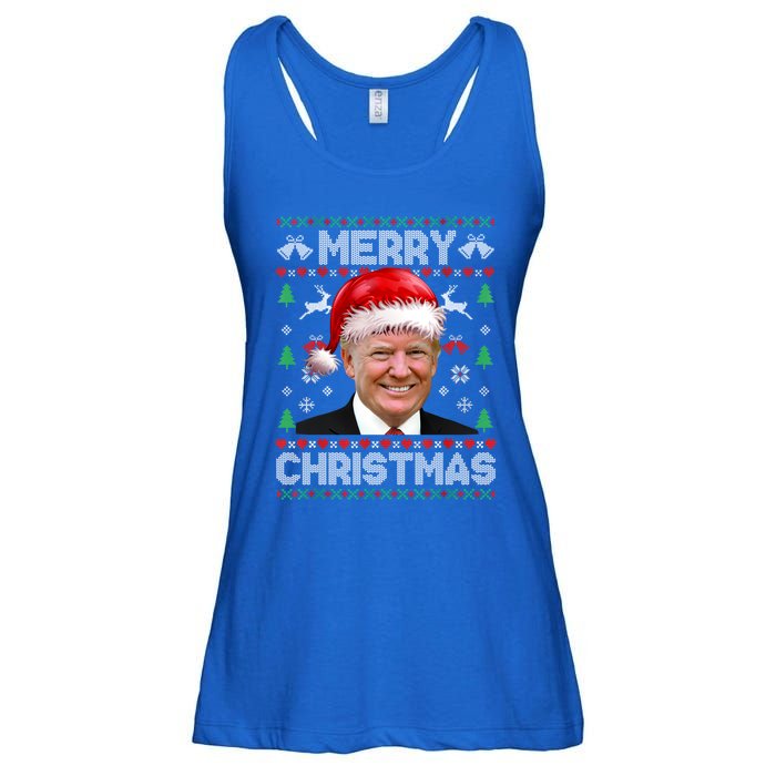 Funny Donald Trump Merry Christmas Family Ugly Xmas Meaningful Gift Ladies Essential Flowy Tank