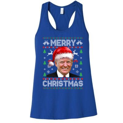 Funny Donald Trump Merry Christmas Family Ugly Xmas Meaningful Gift Women's Racerback Tank