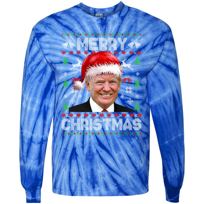 Funny Donald Trump Merry Christmas Family Ugly Xmas Meaningful Gift Tie-Dye Long Sleeve Shirt