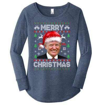 Funny Donald Trump Merry Christmas Family Ugly Xmas Meaningful Gift Women's Perfect Tri Tunic Long Sleeve Shirt