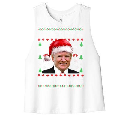 Funny Donald Trump Merry Christmas Family Ugly Xmas Meaningful Gift Women's Racerback Cropped Tank