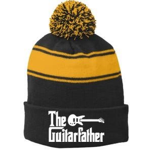 Fathers Day The Guitarfather Musician Guitarist Dad Gift Stripe Pom Pom Beanie