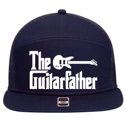 Fathers Day The Guitarfather Musician Guitarist Dad Gift 7 Panel Mesh Trucker Snapback Hat