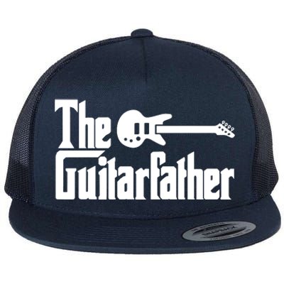 Fathers Day The Guitarfather Musician Guitarist Dad Gift Flat Bill Trucker Hat