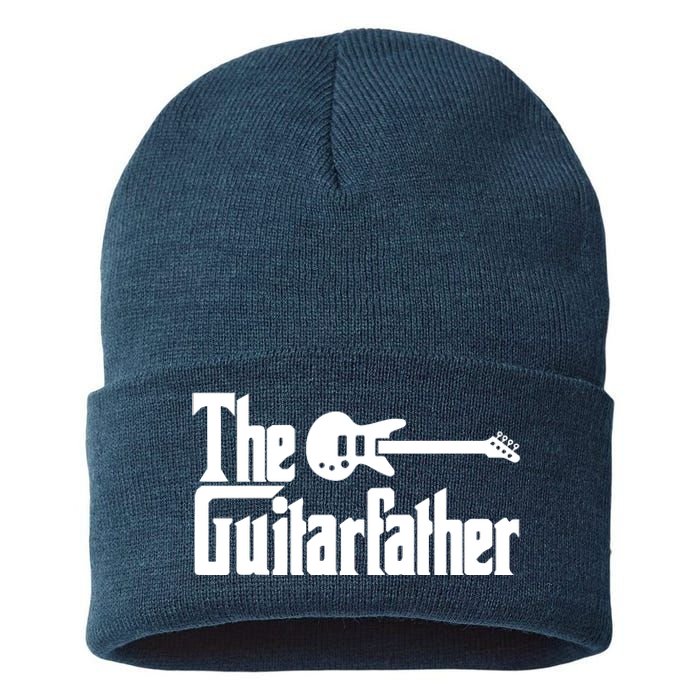 Fathers Day The Guitarfather Musician Guitarist Dad Gift Sustainable Knit Beanie