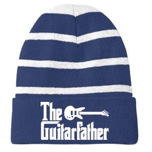 Fathers Day The Guitarfather Musician Guitarist Dad Gift Striped Beanie with Solid Band