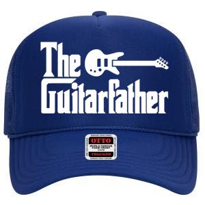 Fathers Day The Guitarfather Musician Guitarist Dad Gift High Crown Mesh Back Trucker Hat