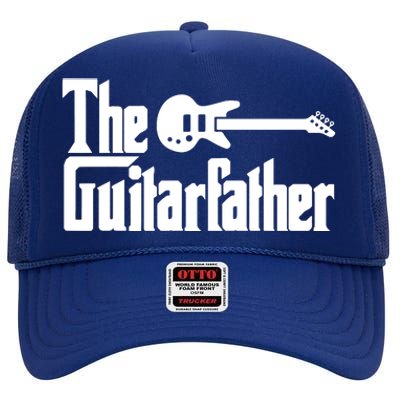 Fathers Day The Guitarfather Musician Guitarist Dad Gift High Crown Mesh Back Trucker Hat