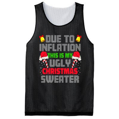 Funny Due To Inflation Ugly Christmas Sweaters Mesh Reversible Basketball Jersey Tank