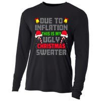 Funny Due To Inflation Ugly Christmas Sweaters Cooling Performance Long Sleeve Crew