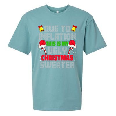 Funny Due To Inflation Ugly Christmas Sweaters Sueded Cloud Jersey T-Shirt