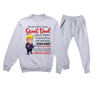 Funny Donald Trump YouRe A Great Dad Dad Life Premium Crewneck Sweatsuit Set