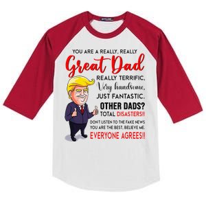 Funny Donald Trump YouRe A Great Dad Dad Life Kids Colorblock Raglan Jersey