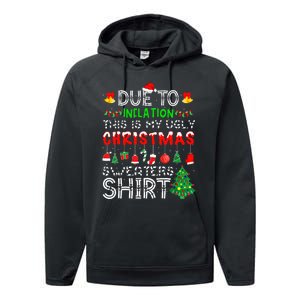 Funny Due To Inflation Ugly Christmas Sweaters Performance Fleece Hoodie