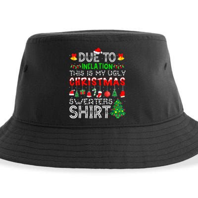 Funny Due To Inflation Ugly Christmas Sweaters Sustainable Bucket Hat