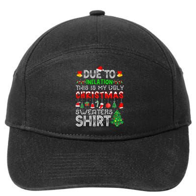 Funny Due To Inflation Ugly Christmas Sweaters 7-Panel Snapback Hat