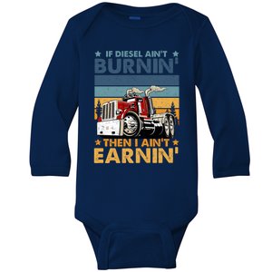 Funny Diesel Trucker Big Rig Semimeaningful Gifttrailer Truck Driver Gift Cute G Baby Long Sleeve Bodysuit