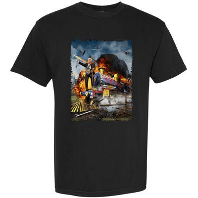 Funny Donald Trump 2024 Election All Aboard The Trump Train Gift Garment-Dyed Heavyweight T-Shirt
