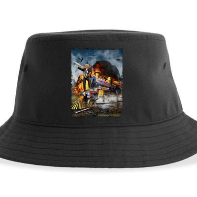 Funny Donald Trump 2024 Election All Aboard The Trump Train Gift Sustainable Bucket Hat