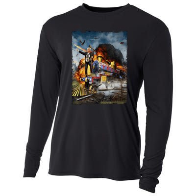 Funny Donald Trump 2024 Election All Aboard The Trump Train Gift Cooling Performance Long Sleeve Crew