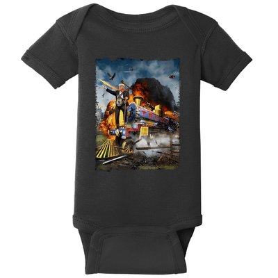 Funny Donald Trump 2024 Election All Aboard The Trump Train Gift Baby Bodysuit