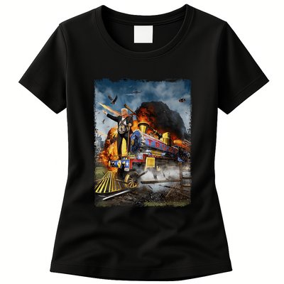 Funny Donald Trump 2024 Election All Aboard The Trump Train Gift Womens T-Shirt