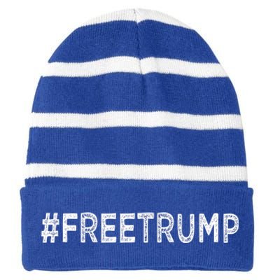 Free Donald Trump Republican Support Striped Beanie with Solid Band