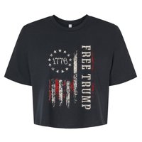 Free Donald Trump Republican Support Pro Trump American Flag Bella+Canvas Jersey Crop Tee