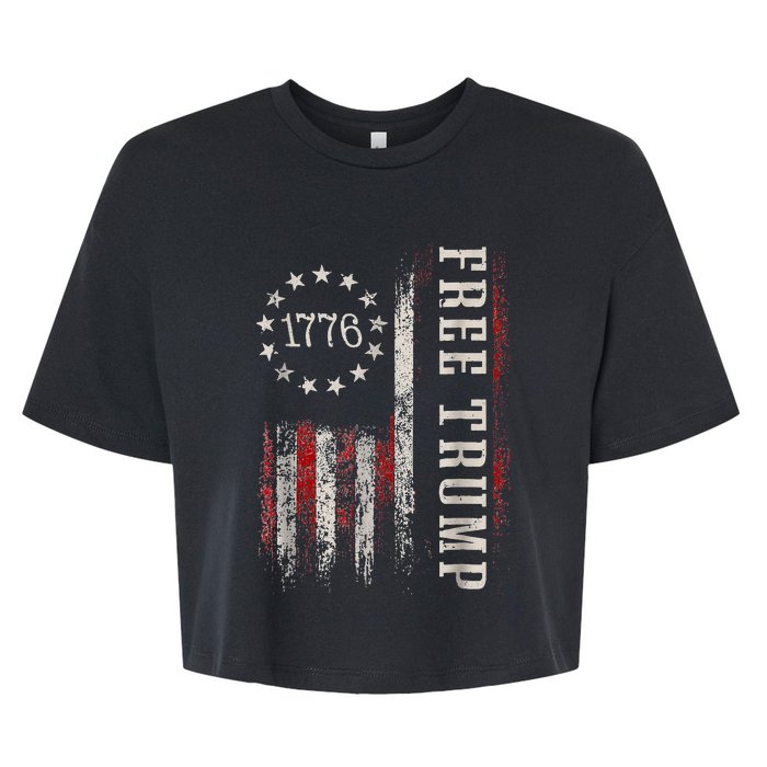 Free Donald Trump Republican Support Pro Trump American Flag Bella+Canvas Jersey Crop Tee