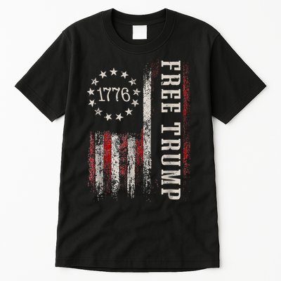 Free Donald Trump Republican Support Pro Trump American Flag Tall T-Shirt
