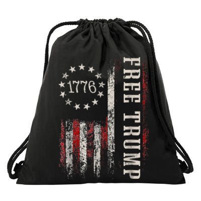 Free Donald Trump Republican Support Pro Trump American Flag Drawstring Bag