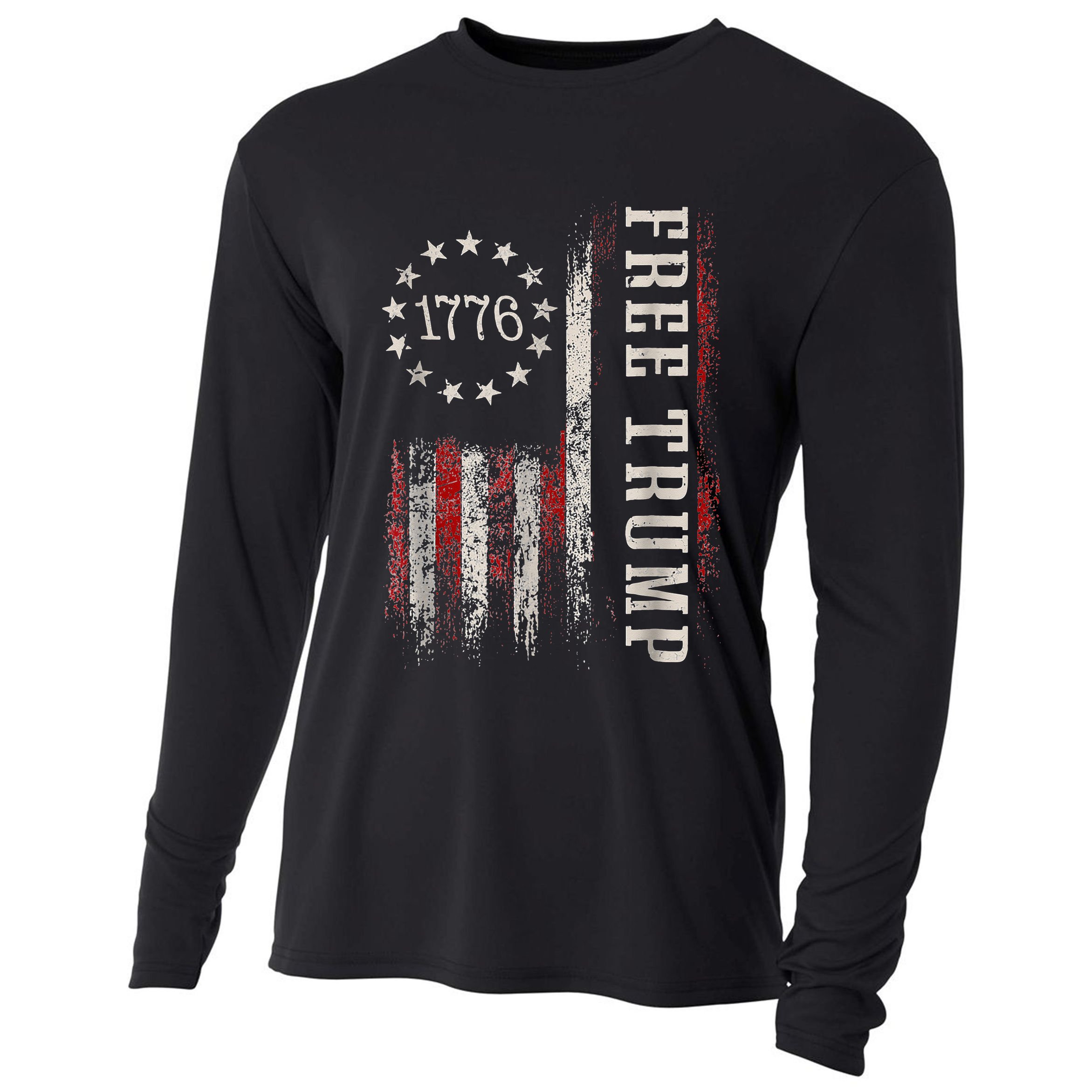 Free Donald Trump Republican Support Pro Trump American Flag Cooling Performance Long Sleeve Crew