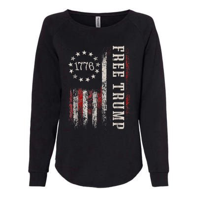 Free Donald Trump Republican Support Pro Trump American Flag Womens California Wash Sweatshirt