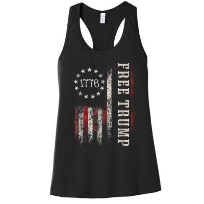 Free Donald Trump Republican Support Pro Trump American Flag Women's Racerback Tank