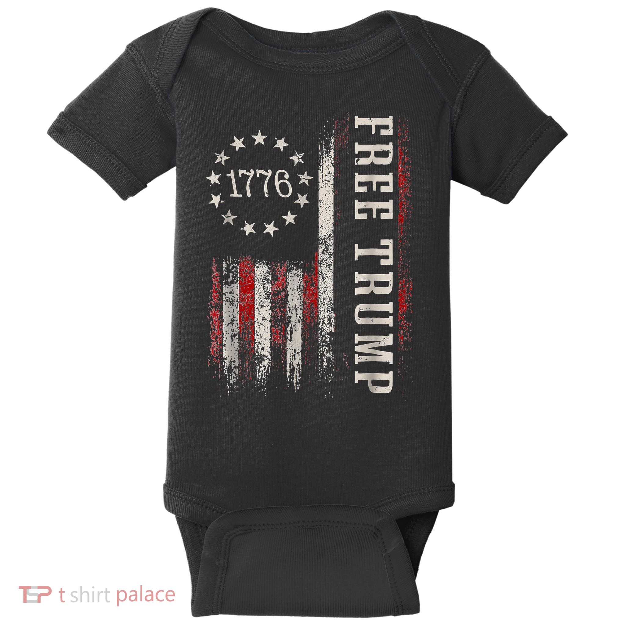 Free Donald Trump Republican Support Pro Trump American Flag Baby Bodysuit