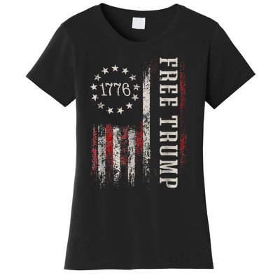 Free Donald Trump Republican Support Pro Trump American Flag Women's T-Shirt