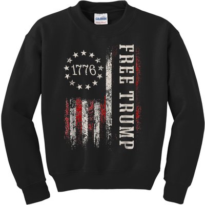 Free Donald Trump Republican Support Pro Trump American Flag Kids Sweatshirt