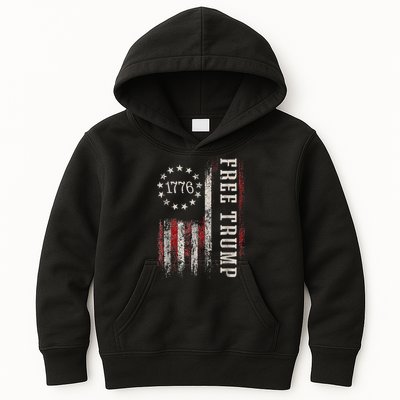 Free Donald Trump Republican Support Pro Trump American Flag Kids Hoodie