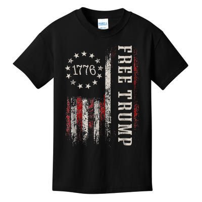 Free Donald Trump Republican Support Pro Trump American Flag Kids T-Shirt