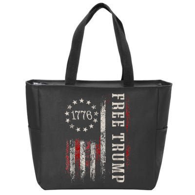 Free Donald Trump Republican Support Pro Trump American Flag Zip Tote Bag