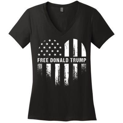 Free Donald Trump Republican Support Women's V-Neck T-Shirt
